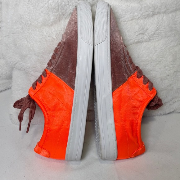 ASOS Velvet Sneakers Women's‎ Size 7 Mauve Pink Orange Accent Lace Up Shoes - Picture 3 of 11